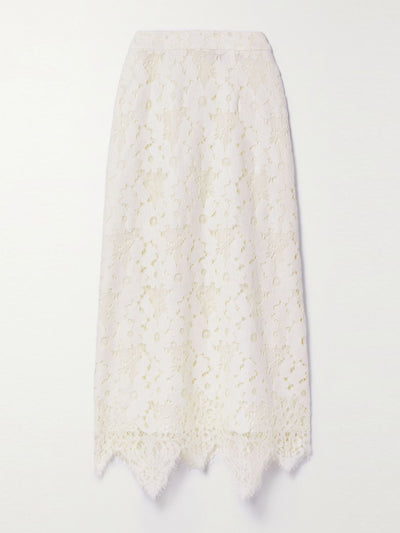 Sea Dalia cotton-blend corded guipure lace midi skirt at Collagerie