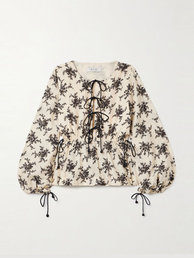 Sea Joan tie-detailed floral-print voile top at Collagerie