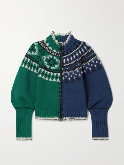 Sea Linea intarsia-knit merino wool cardigan at Collagerie