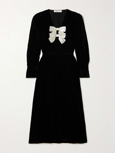 Sea Seraphine satin-trimmed velvet midi dress at Collagerie