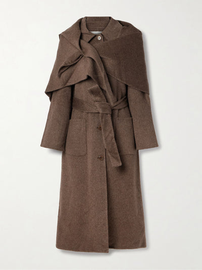 Sea Viv scarf-detailed belted wool coat at Collagerie