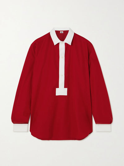 Sébline Red grosgrain-trimmed cotton-poplin shirt at Collagerie