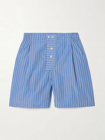 Sébline Pleated striped cotton-poplin shorts at Collagerie