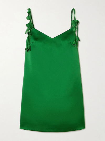 Self-Portrait Appliquéd satin mini dress at Collagerie