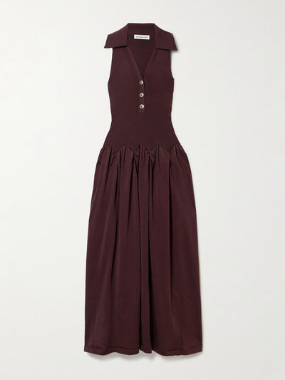 Self-Portrait Embellished ribbed-knit and poplin maxi dress at Collagerie