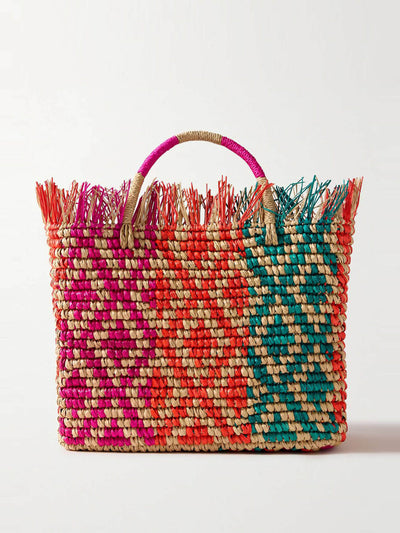 Sensi Studio Canasta frayed woven straw tote at Collagerie