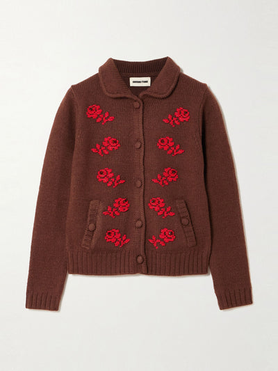 SHUSHU/TONG Bead-embellished wool cardigan at Collagerie