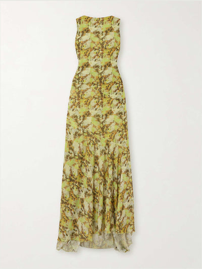 Siedrés Open-back printed recycled crepe maxi dress at Collagerie