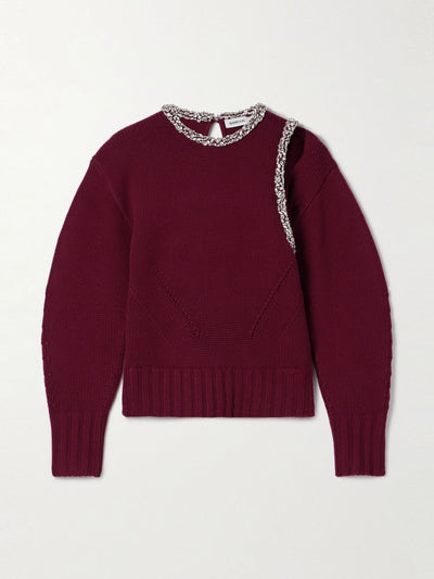 Simkhai Monroe cutout crystal-embellished wool-blend sweater at Collagerie