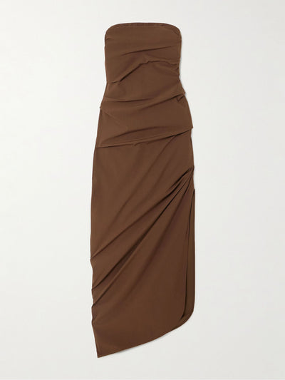 Sir Florent strapless ruched crepe de chine gown at Collagerie