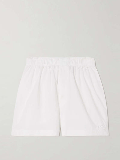 SKIMS Snow spa embroidered cotton-poplin shorts at Collagerie