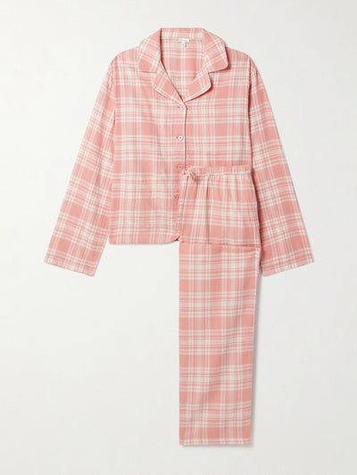 Skin Checked organic cotton-flannel pyjamas at Collagerie
