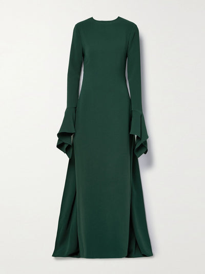 Solace London Emerald draped crepe gown at Collagerie