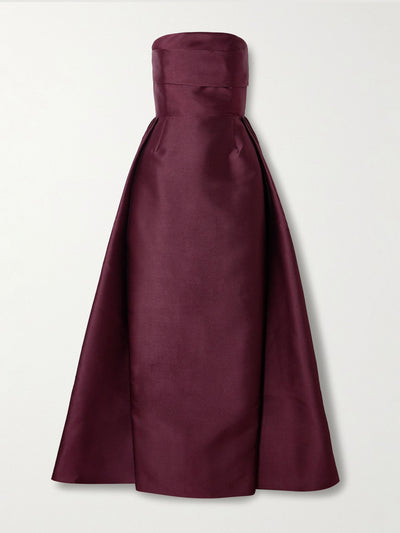 Solace London Tiffany strapless pleated satin-twill gown at Collagerie