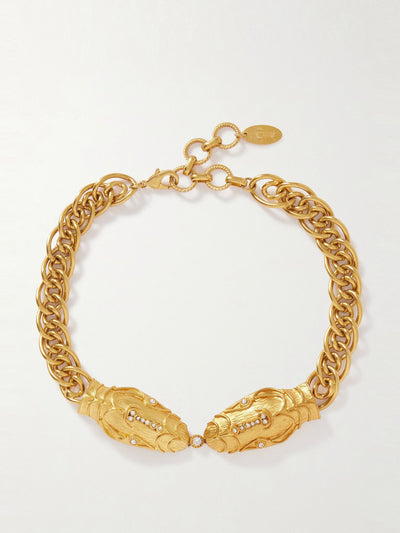 Sonia Petroff Serptente gold-plated Swarovski crystal necklace at Collagerie