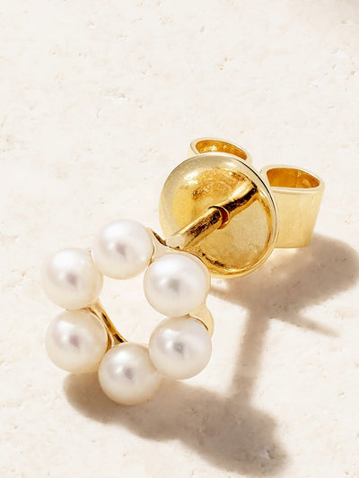 Sophie Bille Brahe Petite Luna 14kt recycled gold pearl earrings at Collagerie