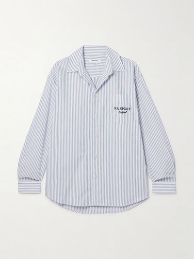 Sporty & Rich X Adidas Originals Embroidered striped cotton-poplin shirt at Collagerie