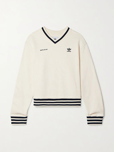 Adidas Originals x Sport & Rich Sporty & Rich flocked cotton-jersey sweatshirt at Collagerie