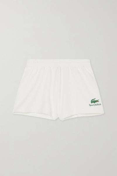 Sporty & Rich Lacoste Serif Disco cotton-jersey shorts at Collagerie