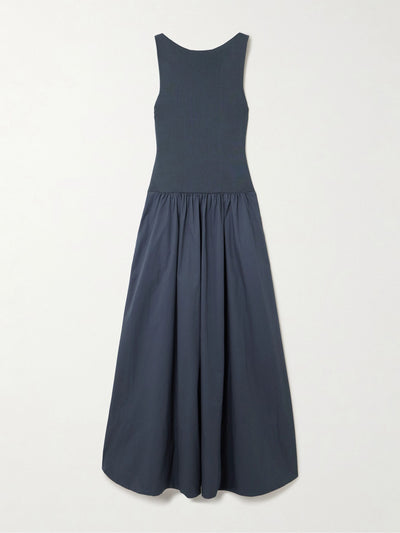 St. Agni Open-back jersey and cotton-poplin maxi dress at Collagerie