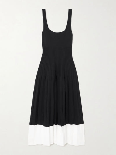 Staud Ellison pleated ribbed-knit midi dress at Collagerie