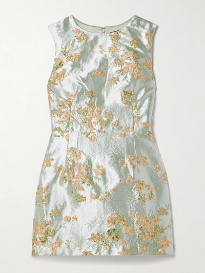 Staud Garden metallic brocade mini dress at Collagerie