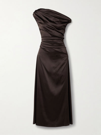 Staud Phare draped silk-blend midi dress at Collagerie