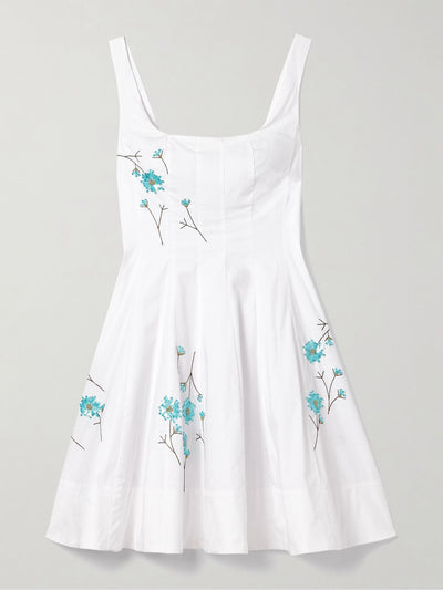 Staud Wells pleated embellished cotton-blend poplin mini dress at Collagerie