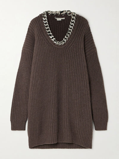 Stella McCartney Falabella oversized chain-embellished wool sweater at Collagerie