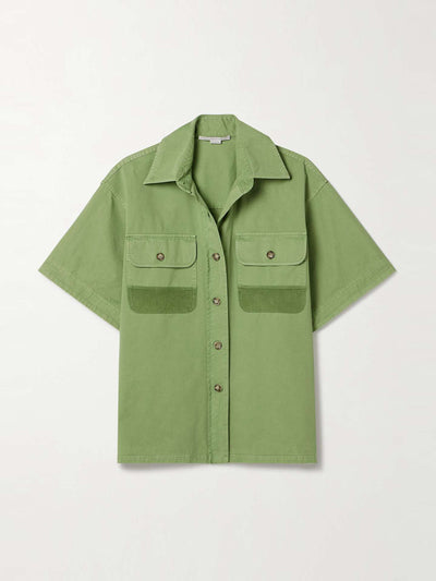 Stella Mccartney Corduroy-trimmed cotton-twill shirt at Collagerie