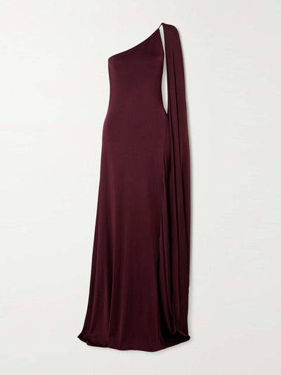 Stella Mccartney Cape-effect one-shoulder satin gown at Collagerie