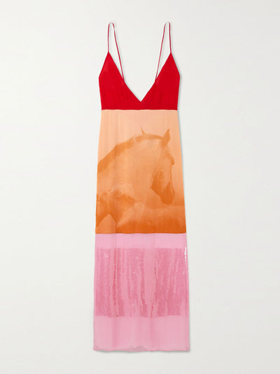 Stella Mccartney Sequin-embellished printed organic silk crepe de chine midi dress at Collagerie