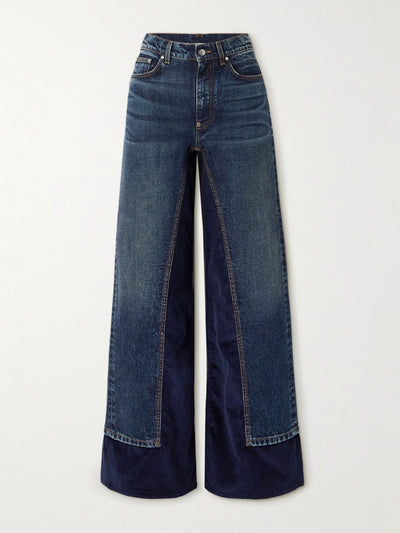 Stella McCartney Corduroy trimmed high-rise wide-leg jeans at Collagerie