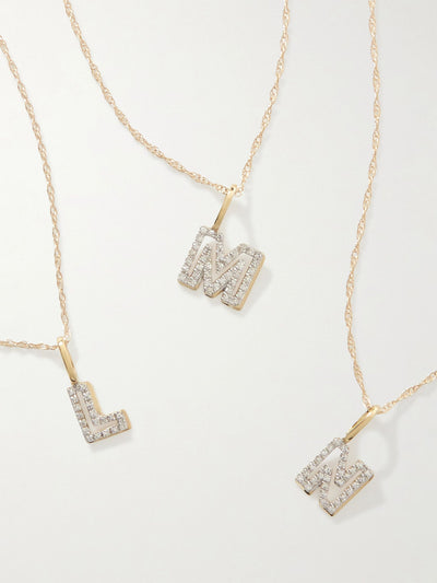 Stone and Strand Varsity Letter 10kt gold diamond necklace at Collagerie