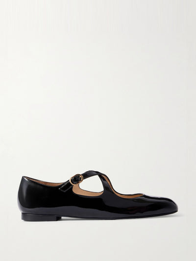 Stuart Weitzman Clem patent-leather Mary-Jane ballet flats at Collagerie