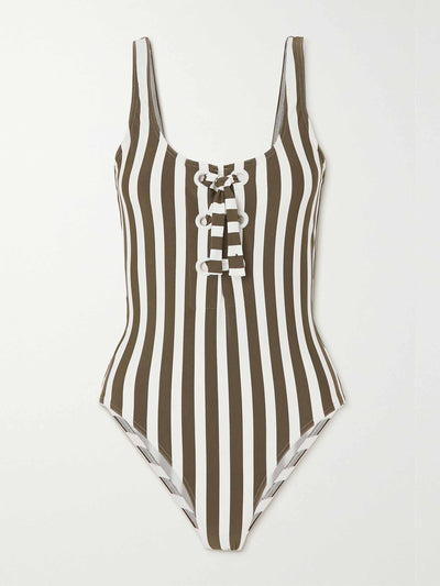 Eres Lace-up striped swimsuit at Collagerie