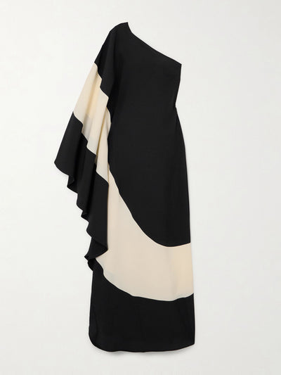 Taller Marmo Tirso one-shoulder two-tone crepe gown at Collagerie