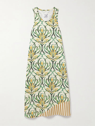 Thank You Have A Good Day Striped floral-print cotton-cloqué midi dress at Collagerie