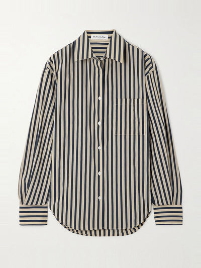 The Frankie Shop Lui striped cotton-blend poplin shirt at Collagerie