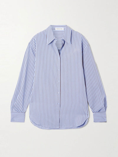 The Frankie Shop Peri striped Lyocell-blend twill shirt at Collagerie
