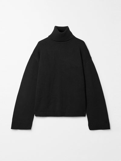 The Frankie Shop Black wool and cotton-blend turtleneck sweater at Collagerie