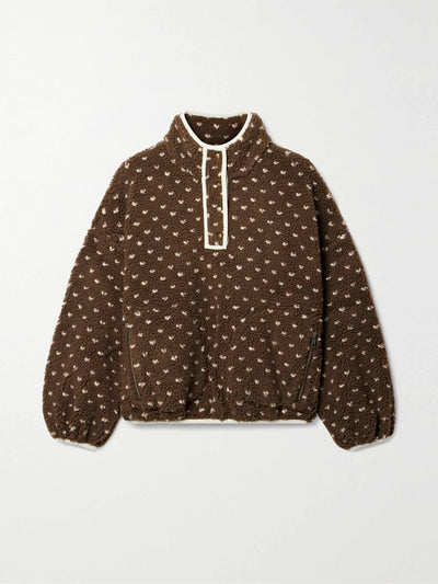 The Great. Brown polka-dot fleece sweatshirt at Collagerie