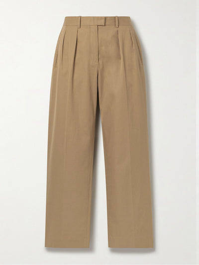 The Row Alfidis pleated brushed cotton and cashmere-blend twill wide-leg pants at Collagerie