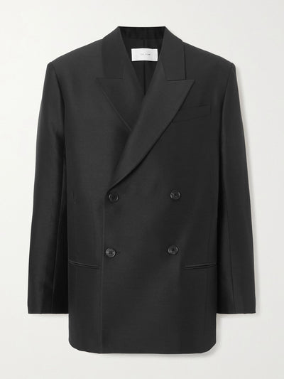 The Row Black wool and silk-blend blazer at Collagerie