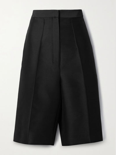 The Row Black wool and silk-blend shorts at Collagerie