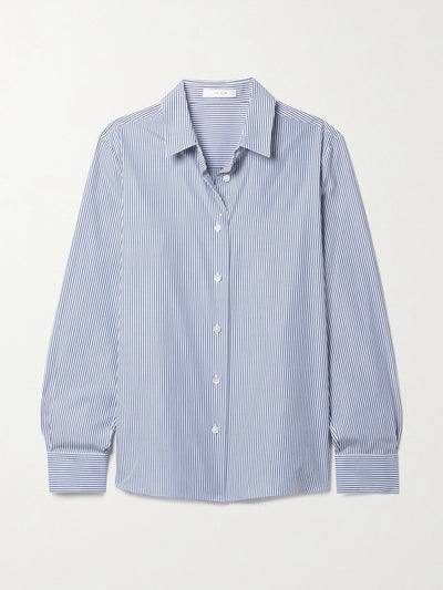 The Row Blue striped cotton-poplin shirt at Collagerie