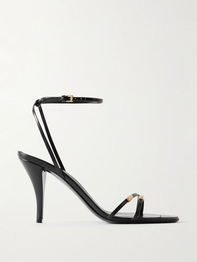 The Row Cleo Bijoux embellished metallic leather sandals at Collagerie