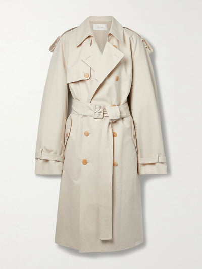 The Row June double-breasted belted cotton and wool-blend trench coat at Collagerie