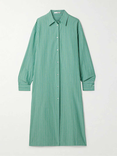 The Row Chihiro striped cotton-poplin midi shirt dress at Collagerie