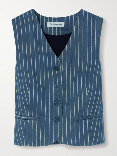 The Frankie Shop Clare striped denim vest at Collagerie